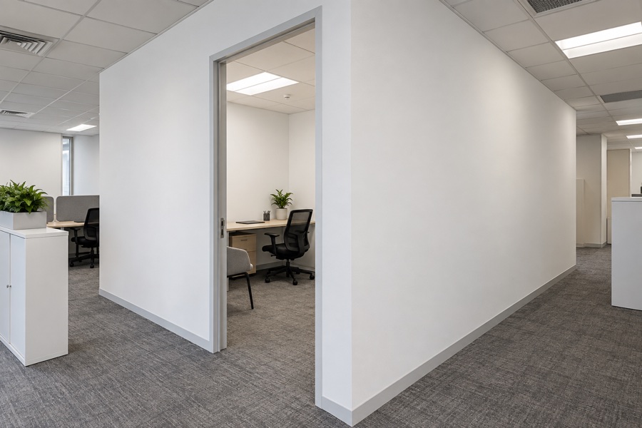 office drywall partitions 01 service work and finished interior