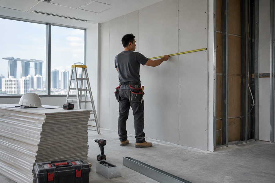 office drywall partitions 02 service work and finished interior