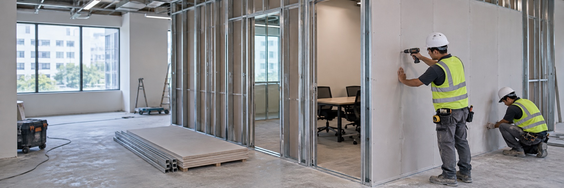 office drywall partitions service scene