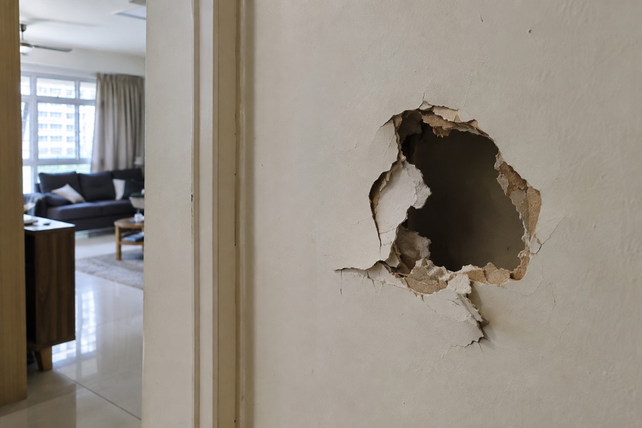 partition wall repair 02 service work and finished interior