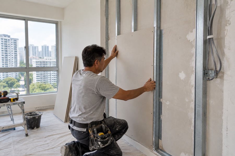 partition wall repair 04 service work and finished interior