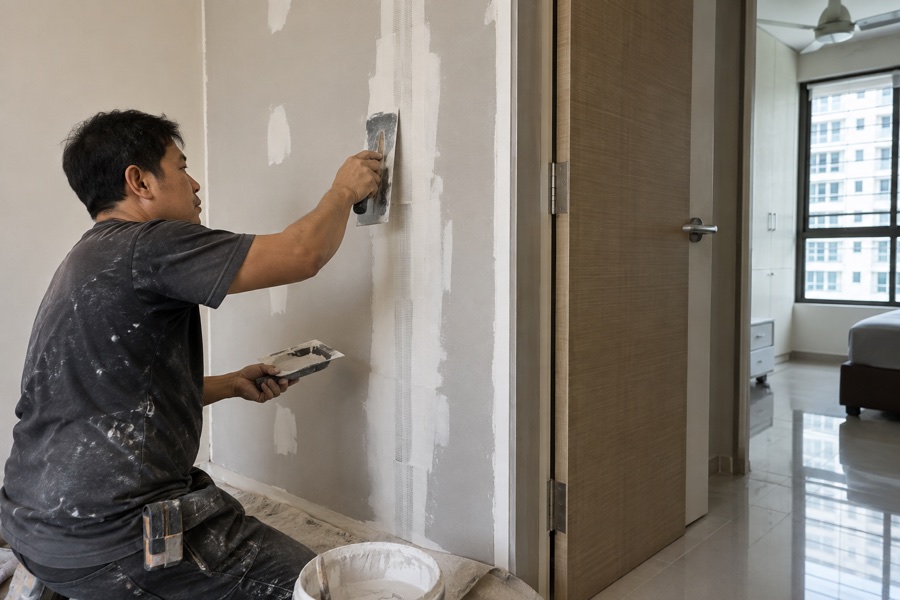 partition wall repair 05 service work and finished interior